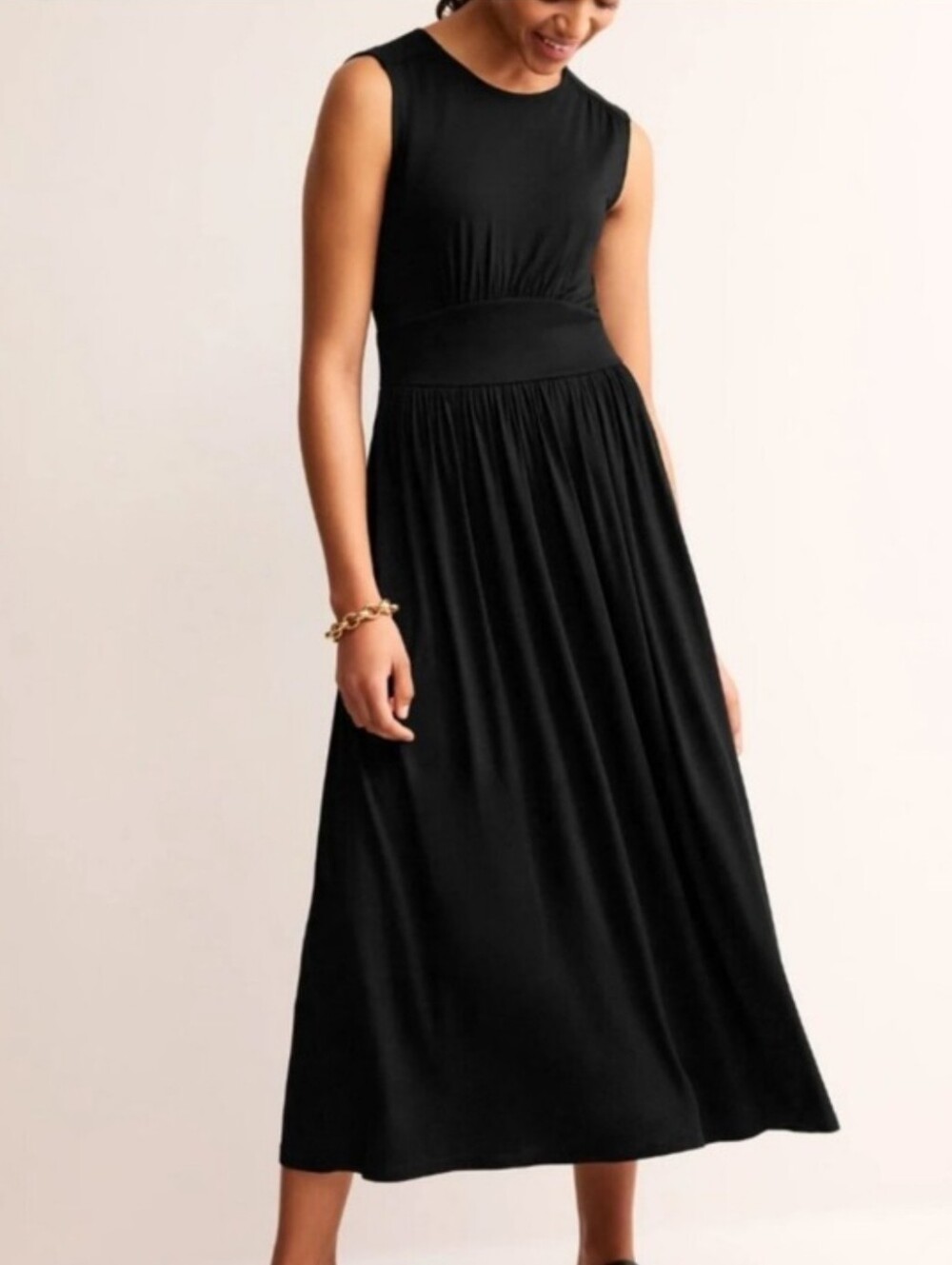 Boden Thea Jersey Sleeveless Black Midi Dress Size 6R